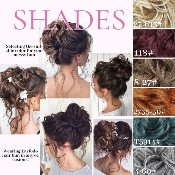 Messy Bun Hair Pieces Set 5 Synthetic Curly Hair Extensions for Updos Women - Picture 7 of 7